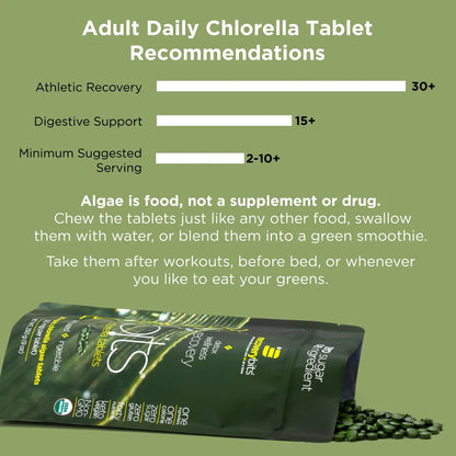 Tabletas Orgánicas De Clorella RECOVERYbits Superalimento Verde Para Inmunidad Y Energía