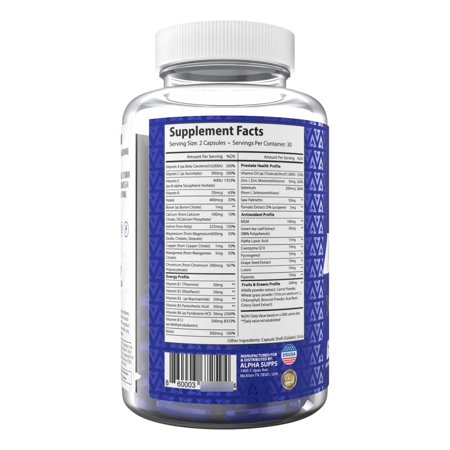 Multivitamínico Masculino Completo Con Frutas Y Verduras Soporte Energía Y Próstata