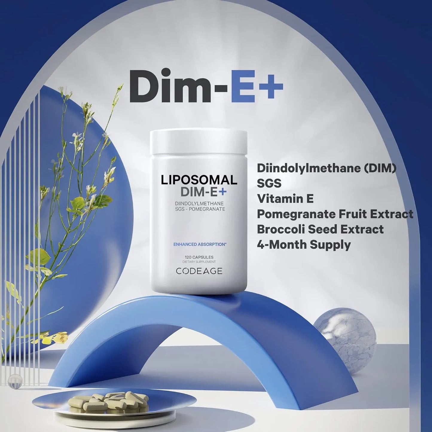 Vitamina DIM Liposomal Con Granada Y Brócoli Codeage 120 Cápsulas