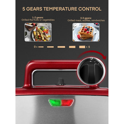 Waffle Maker 3 En 1 FOHERE 1200W Placas Desmontables Antiadherentes