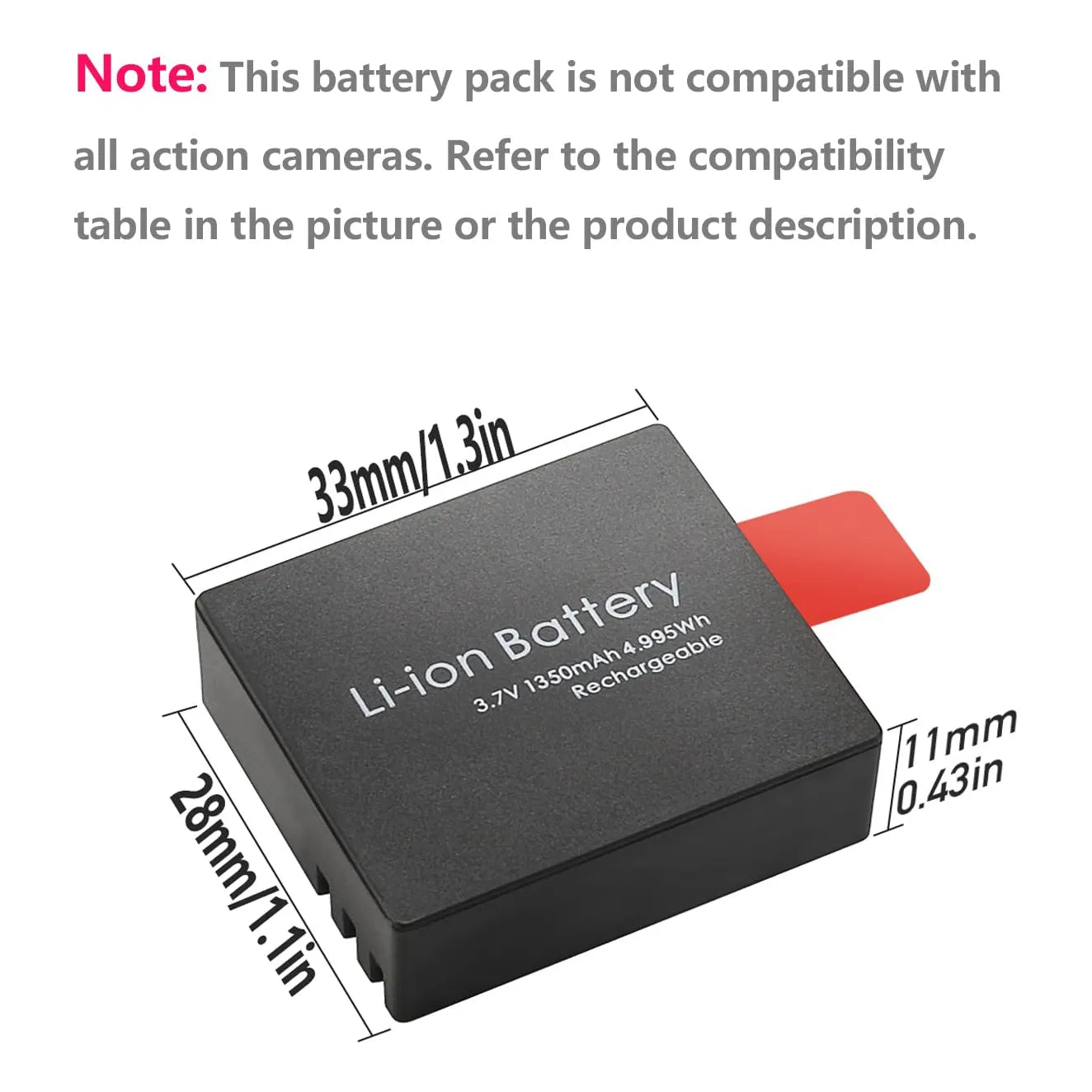Paquete De 3 Baterías Recargables 1350 Mah Con Cargador Dual Para Cámara De Acción