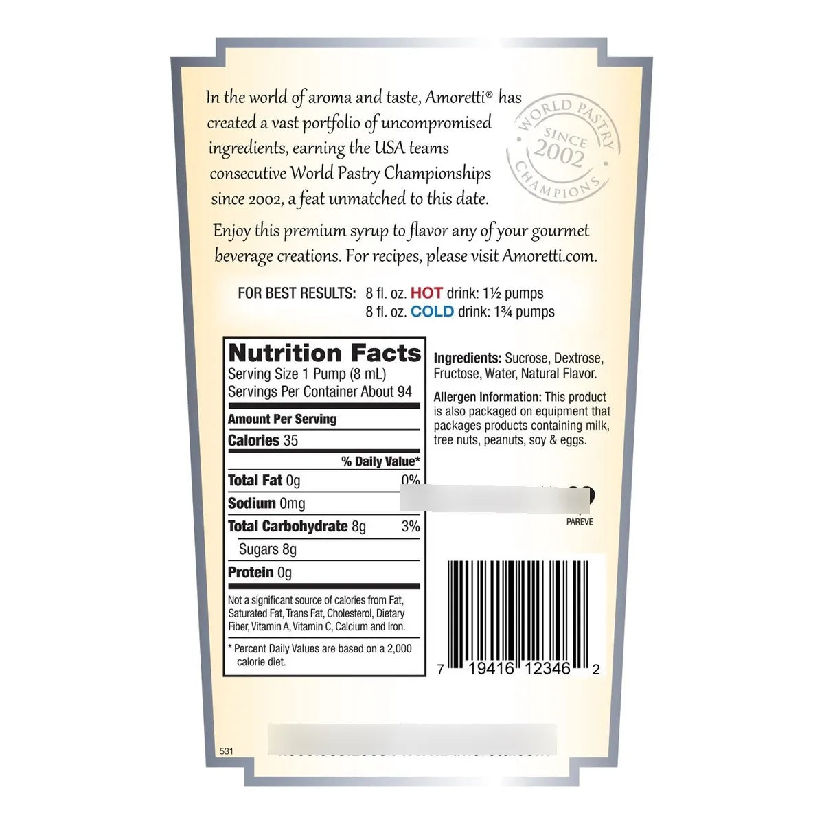 Jarabe Premium Cereza Marrasquino 750ml Sabores Naturales Postres Bebidas