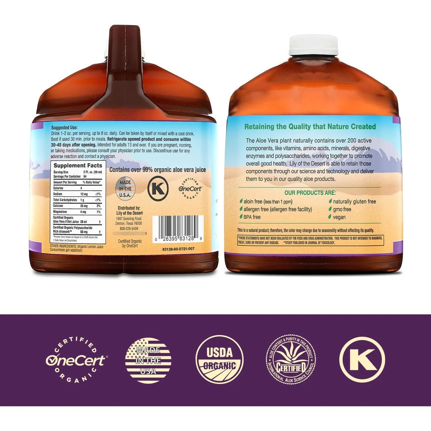 Jugo De Aloe Vera Orgánico Lily Of The Desert 118ml Puro Digestión Saludable