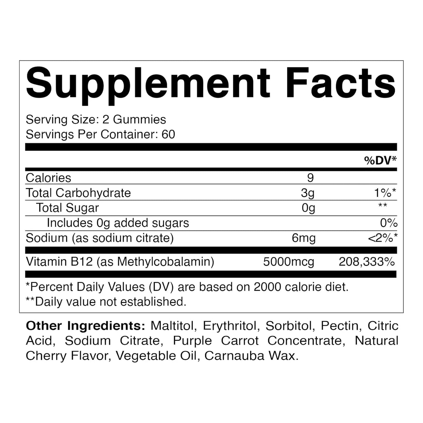 Gomitas De Vitamina B12 Metilo 5000 Mcg 120 Unidades Sabor Cereza Veganas