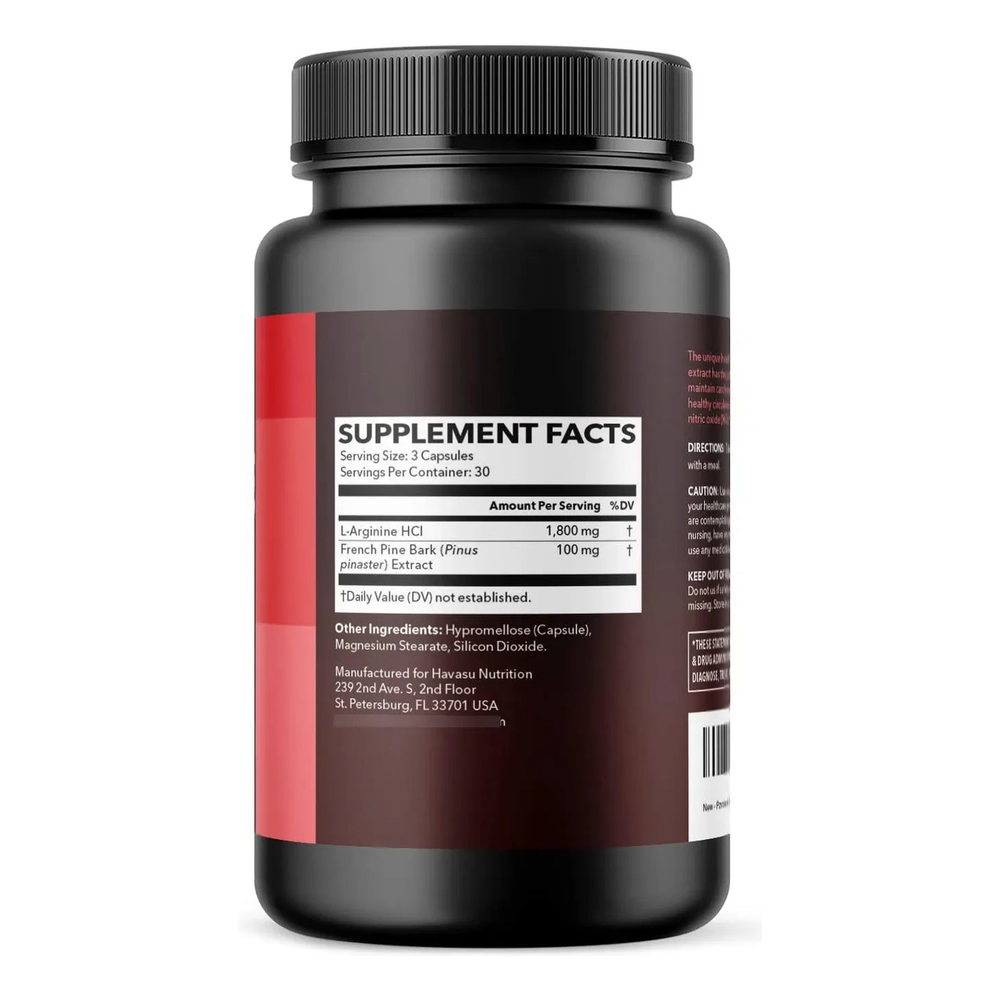 Suplemento De Óxido Nítrico 2X 1800 Mg LArginina 100 Mg Corteza De Pino 90 Cápsulas