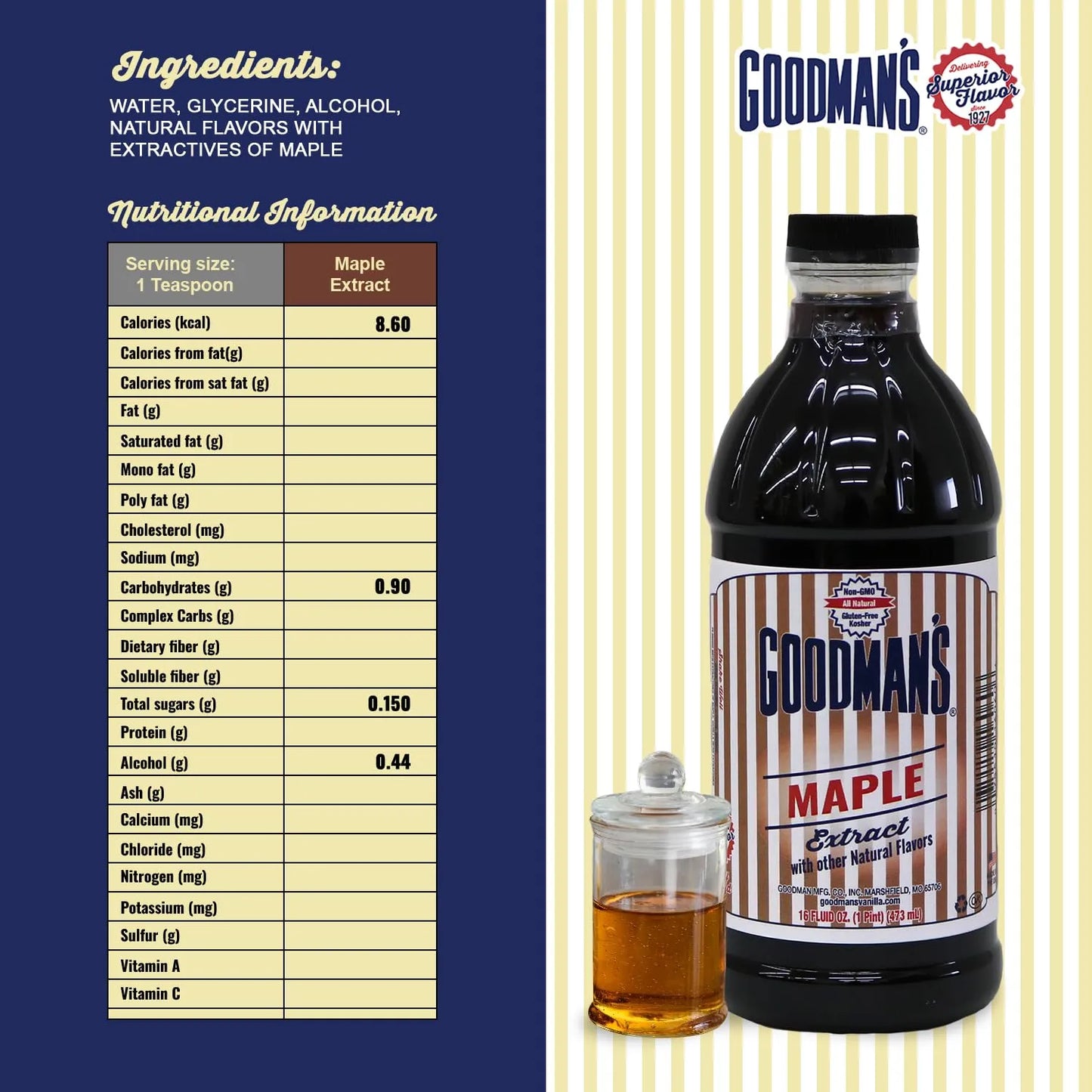 Extracto De Arce Natural Goodman's Bajo En Carbohidratos Y Calorías Aroma Profundo