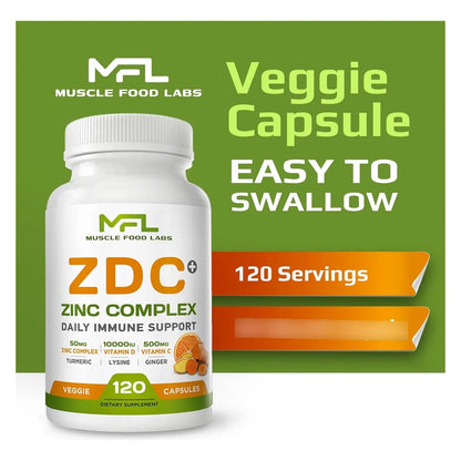 Vitamina C 500mg Con D3 Zinc Curcuma Jengibre Lisina Capsulas Vegetales 120 Unidades