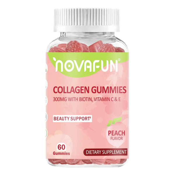 Gomitas De Colágeno Con Biotina Vitamina C Y E Para Cabello Piel Y Uñas Sabor Melocotón 60 Unidades