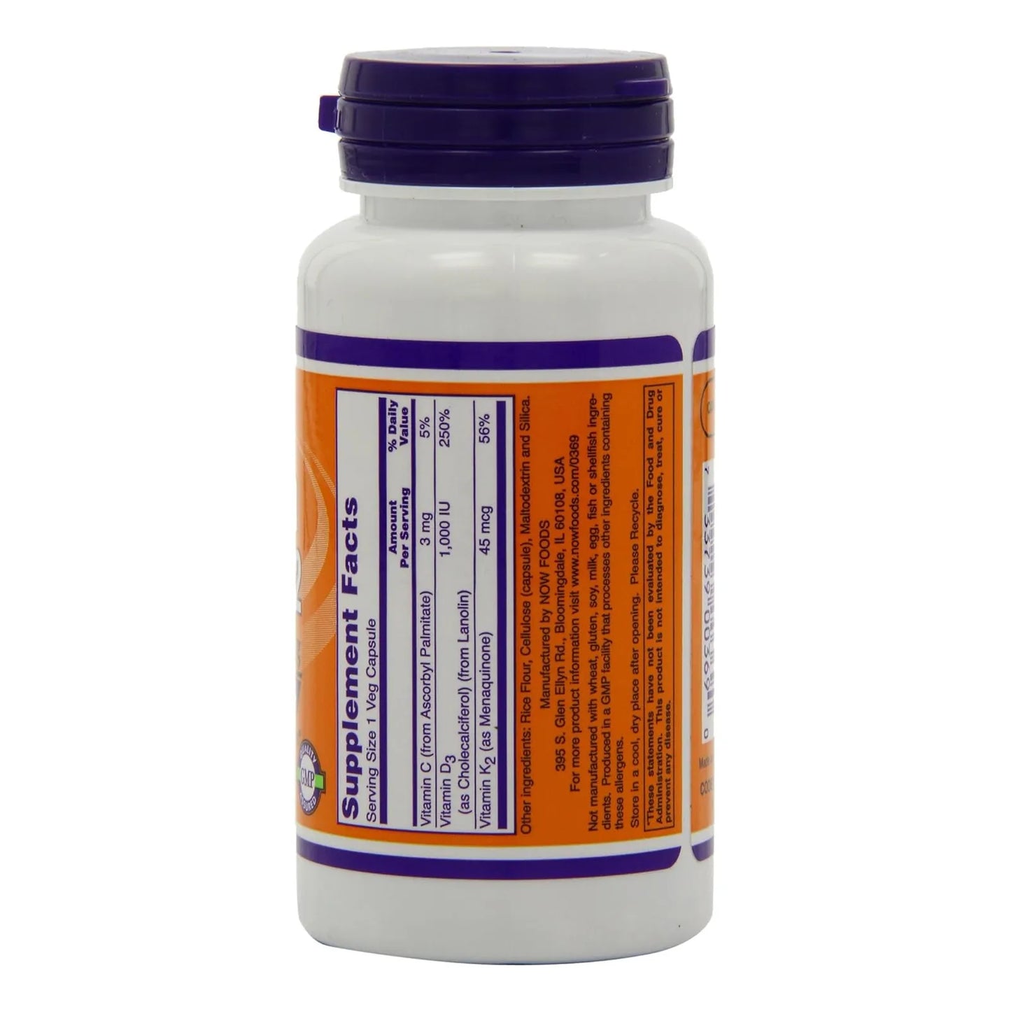 Vitamina D3 Y K2 120 Cápsulas Veganas Paquete Doble Importado EE.UU.