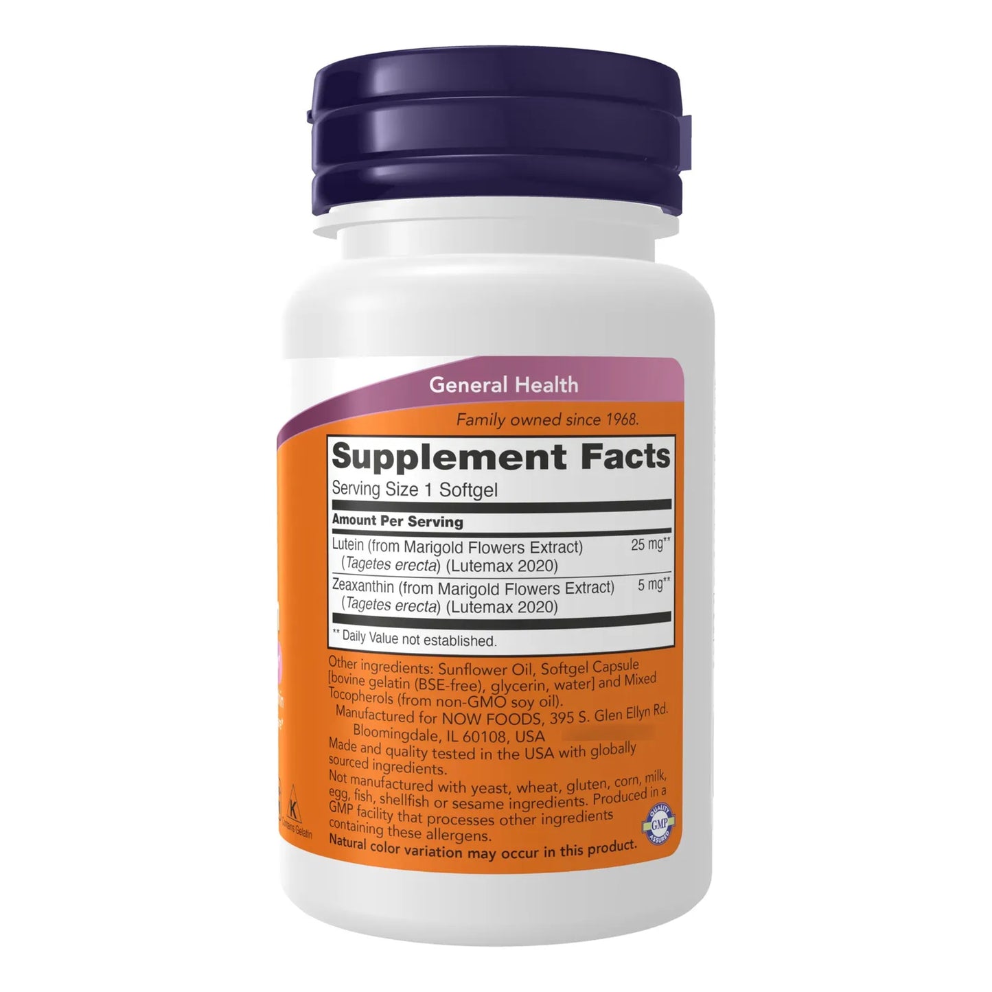 Now Suplementos Luteina Y Zeaxantina 25 Mg 5 Mg 120 Capsulas Blandas