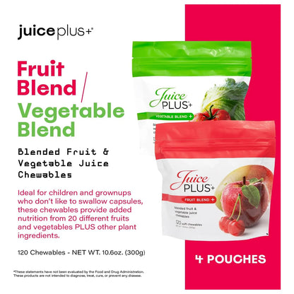 Gomitas Masticables De Frutas Y Verduras JuicePlus+ 4 Bolsas Nutricion Completa