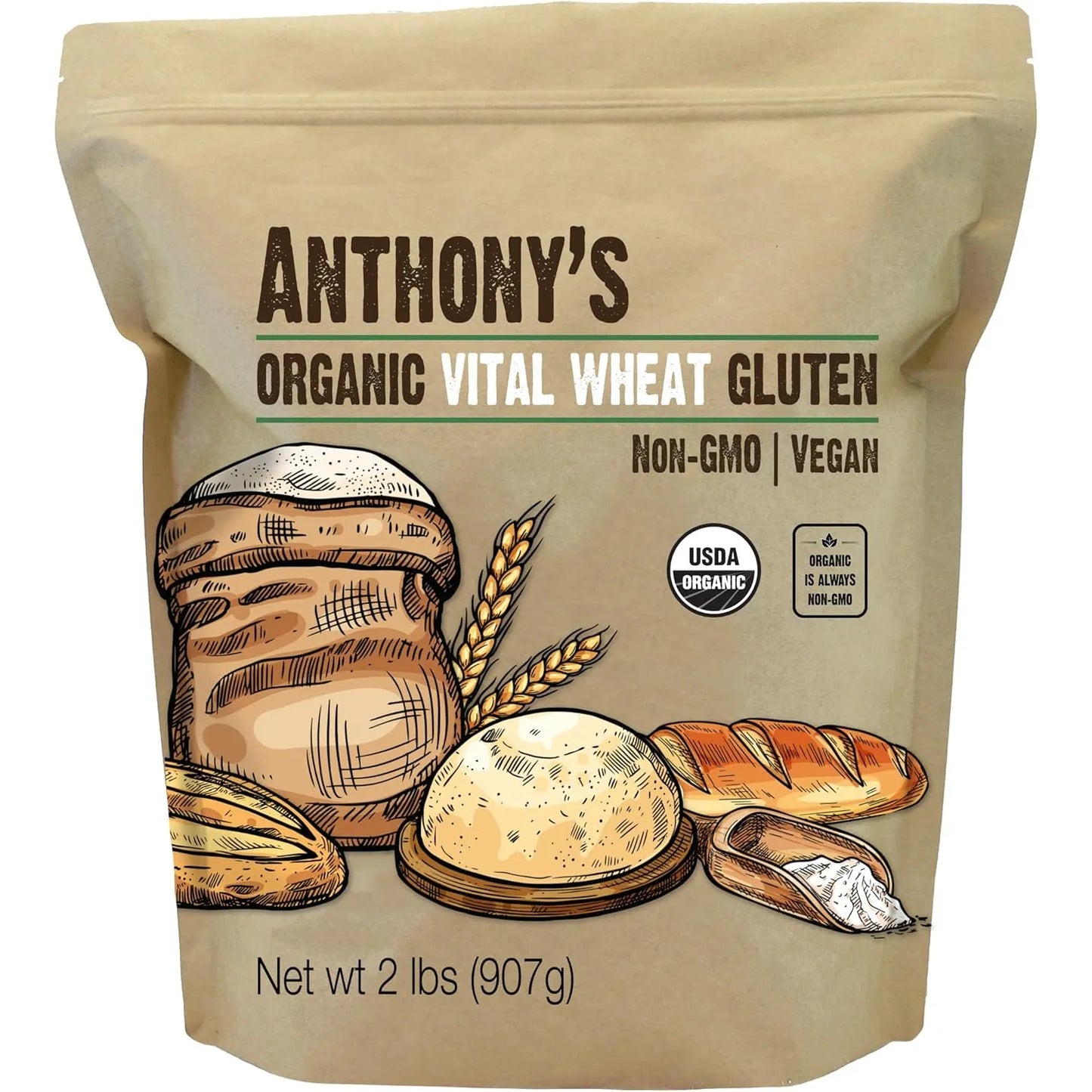 Harina De Trigo Orgánico Vital Alto En Proteínas 900g Ideal Para Dietas Keto Y Veganas