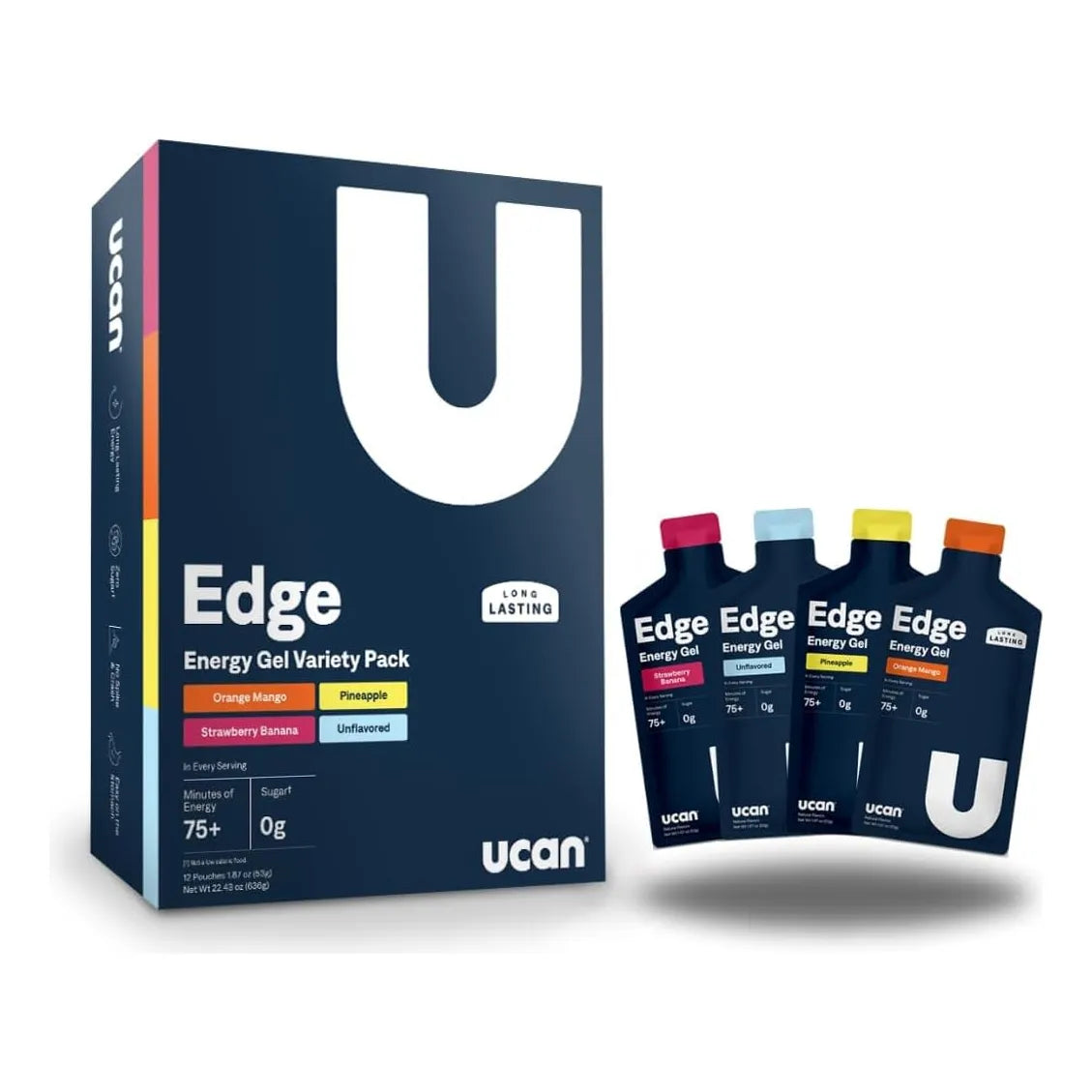 UCAN Edge Energy Gel Shots 12 Paquetes 60ml Energía Sin Azúcar Vegano