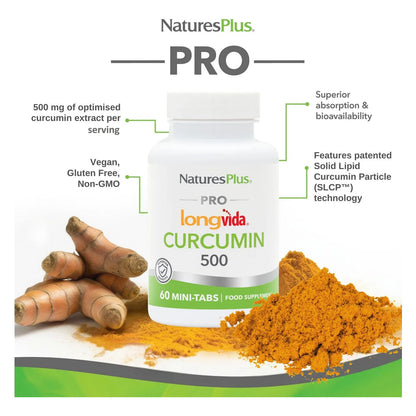 Natures Plus Pro Longvida Curcumina 1000 Mg 60 Mini Pestañas Antioxidante Sin Omg Vegano