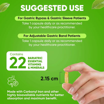 Capsulas Multivitaminicas Bariatricas BariSlim 18 Mg Hierro Suministro 90 Dias