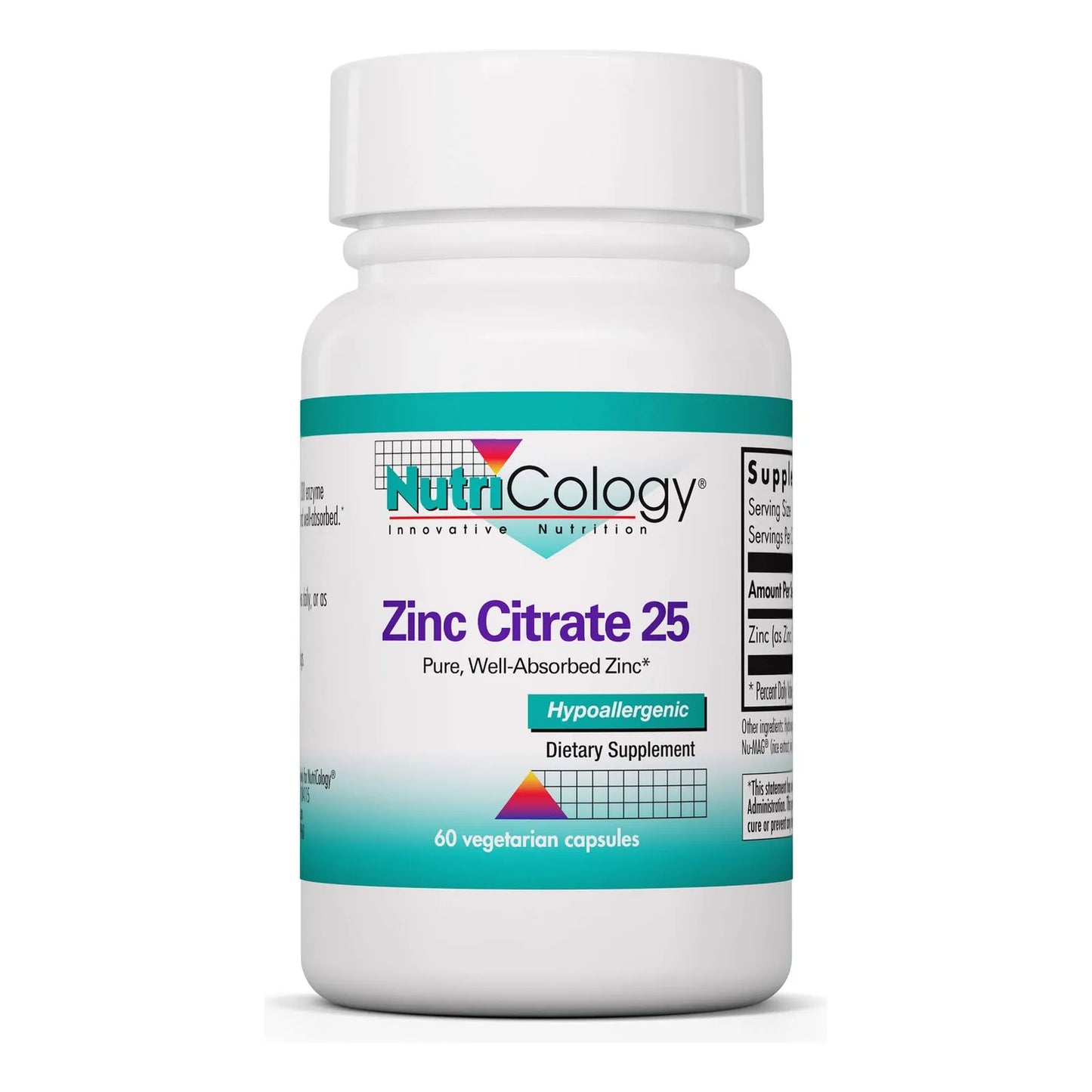 Citrato De Zinc 25 Mg Apoyo Inmunológico Cápsulas Bien Absorbidas 60 Unidades