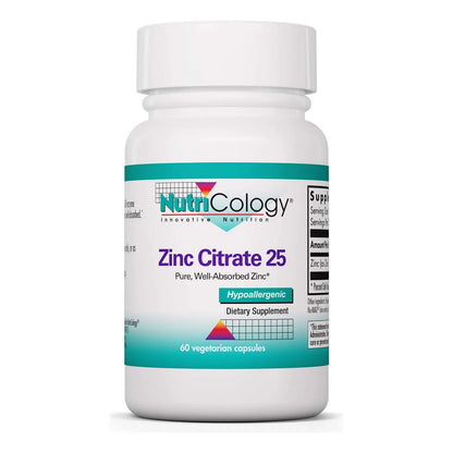 Citrato De Zinc 25 Mg Apoyo Inmunológico Cápsulas Bien Absorbidas 60 Unidades