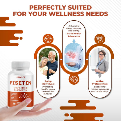 Fisetina 10 En 1 Con Resveratrol Quercetina Espermidina Saúco Suplemento Premium 150 Cápsulas