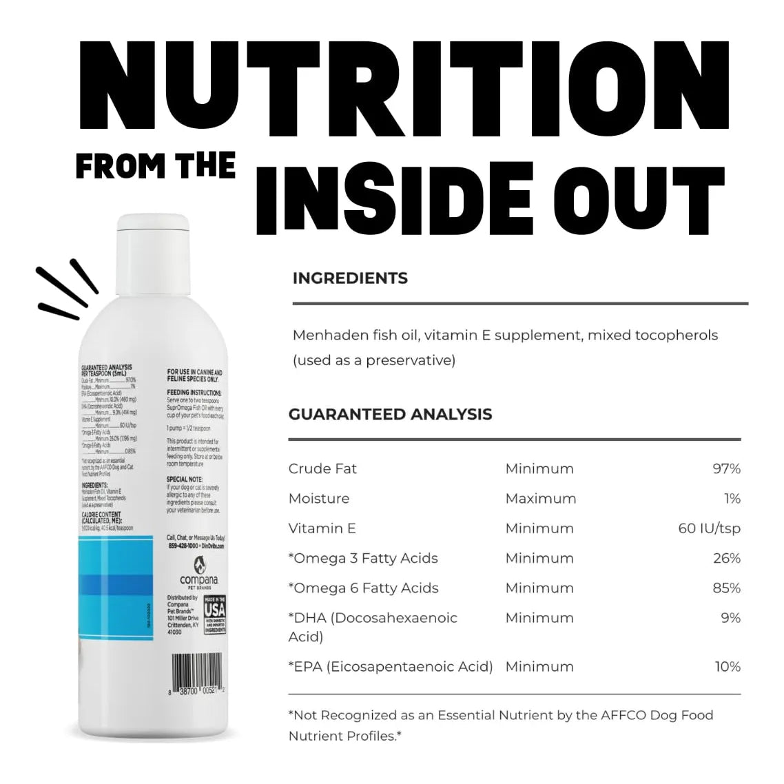 SuprOmega Aceite De Pescado Omega 3 Con Vitamina E Para Perros Y Gatos 8 Onzas