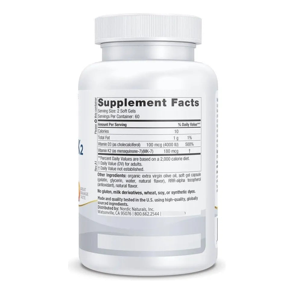 Vitamina D3 K2 4000 Ui 180 Mcg 60 Geles Suaves Sabor Naranja
