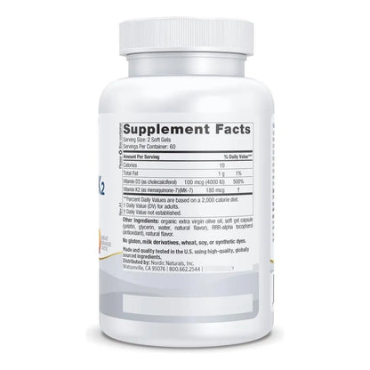 Vitamina D3 K2 4000 Ui 180 Mcg 60 Geles Suaves Sabor Naranja