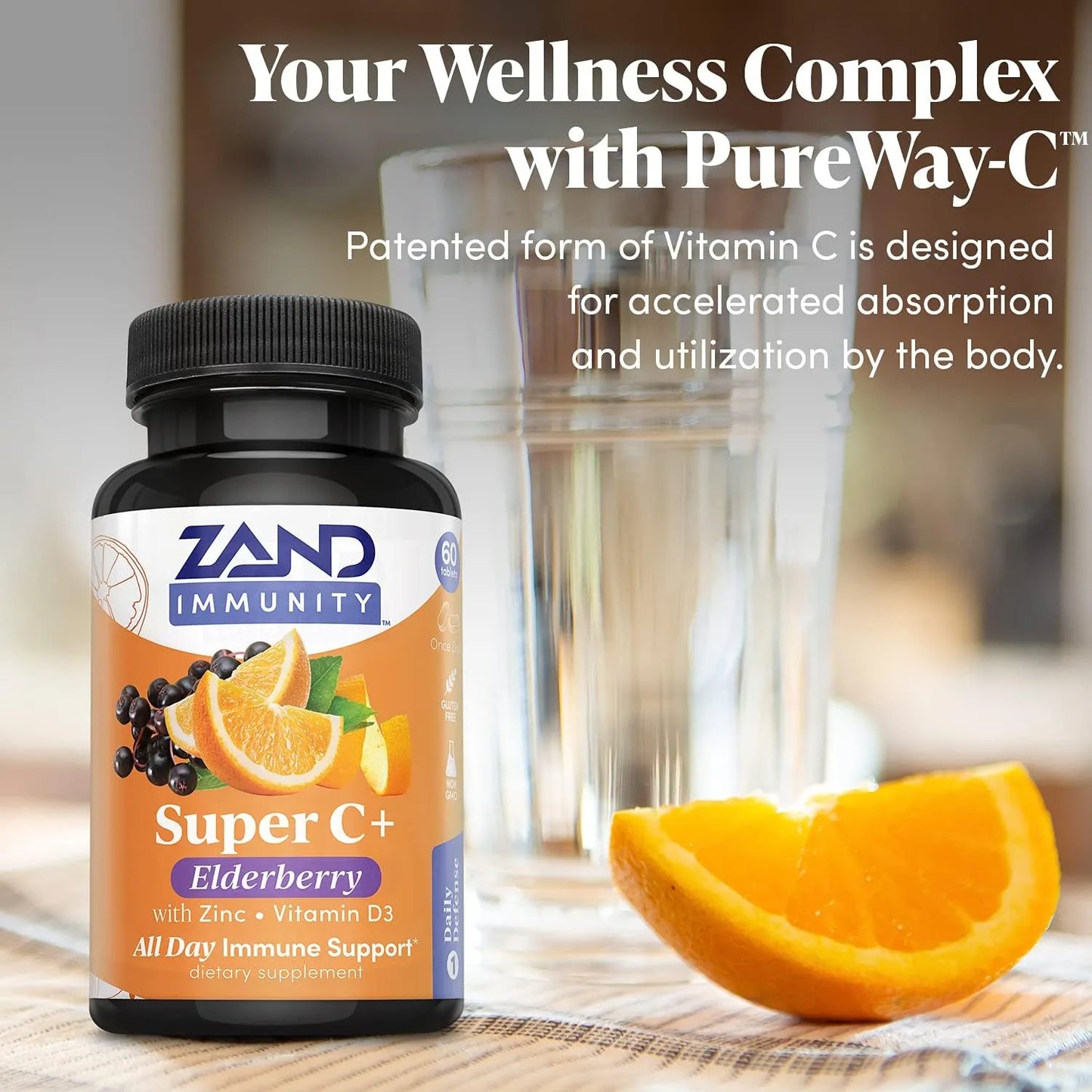Immunidad Diaria Pureway C Zinc Vitamina D3 Saúc 60 Tabletas Apoyo Inmunológico
