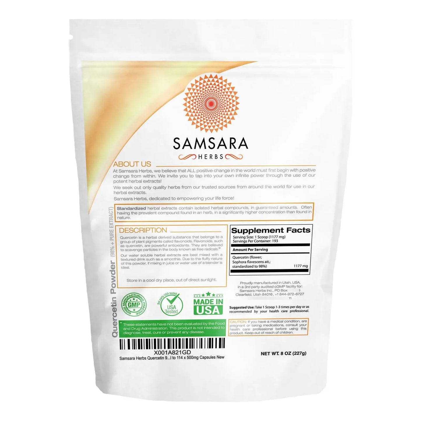 Quercetina 98 Pura En Polvo 226g Antioxidante Refuerzo Inmunologico