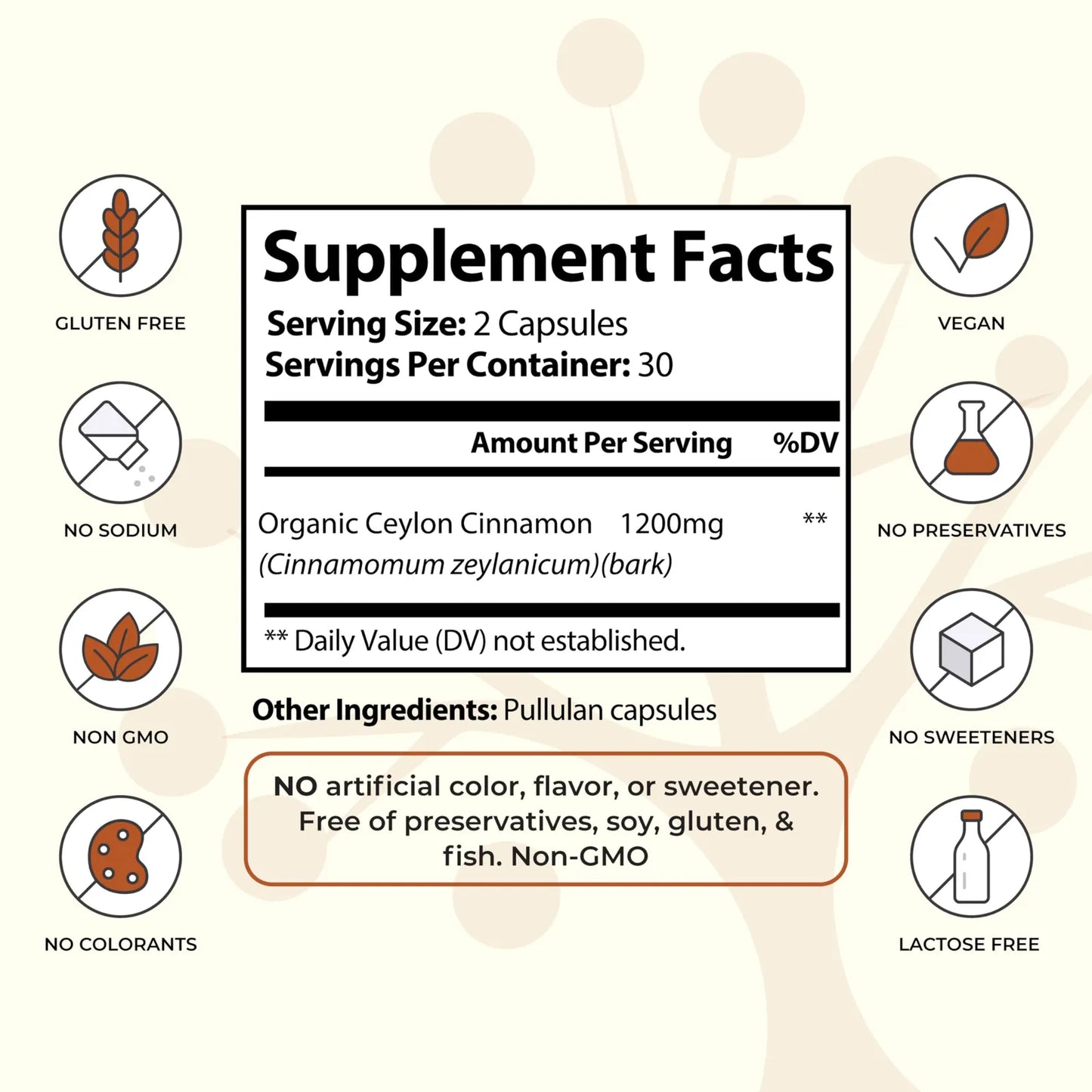 Canela De Ceilán Orgánica En Cápsulas 60 Unidades Energía Natural Y Digestión
