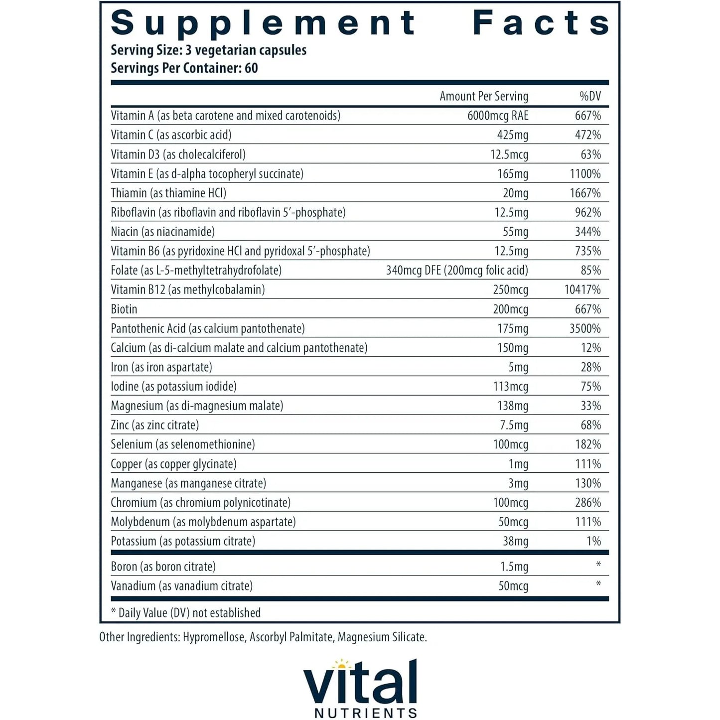 Multivitaminico Premium Con Citrato Malato Cobre Hierro Y Antioxidantes 180 Capsulas
