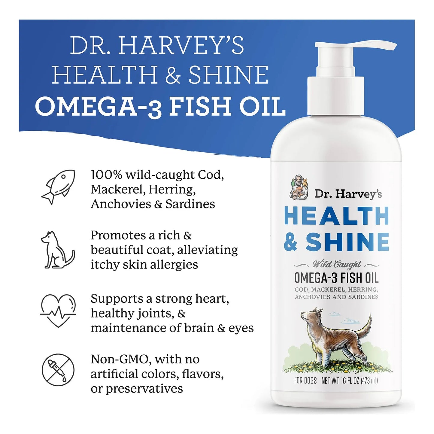 Aceite De Pescado Omega 3 Para Perros Caballa Arenque Anchoas Dr Harveys 16 Oz