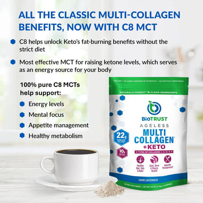 Proteína De Colágeno Múltiple Con Aceite Mct Keto 5 Tipos Ácido Caprílico C8
