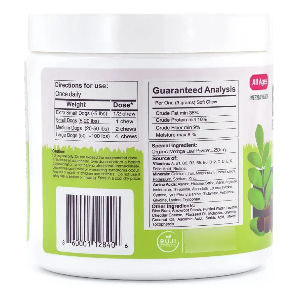 Golosinas Superalimento 6 En 1 Para Perros Con Moringa Orgánica Refuerzo Inmunológico Y Multivitamínico