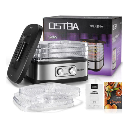Deshidratador De Alimentos OSTBA Negro 5 Bandejas Control Temperatura Ajustable