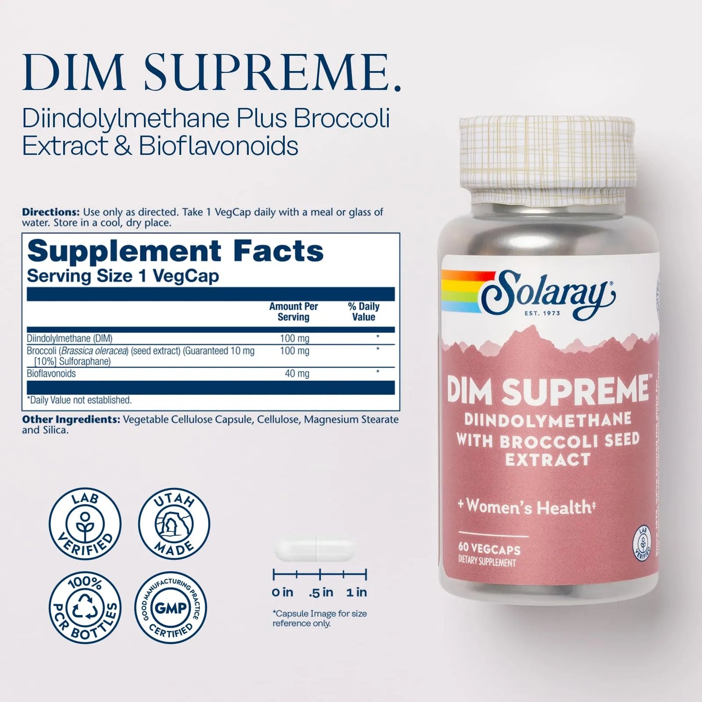 Dim Supreme 100 Mg 60 Cápsulas Suplemento Hormonal Natural Para Mujeres
