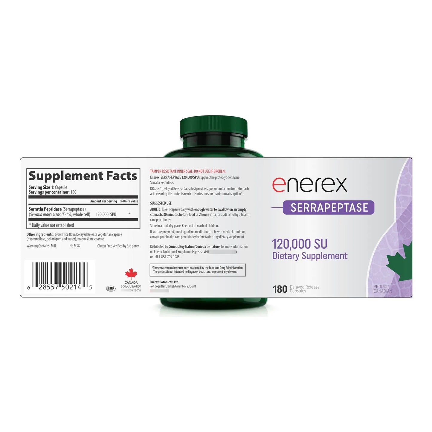 Serrapeptase 120000 SPU 180 Capsulas Enzimaticas De Alta Potencia Para Bienestar General