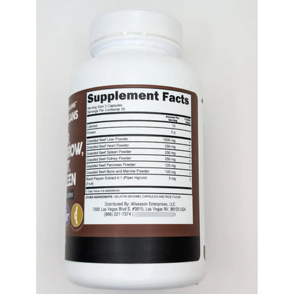 Capsulas De Higado De Res Alimentado Con Pasto 3000 Mg Suplemento Organico Premium
