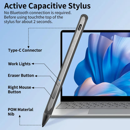 Lápiz Óptico Para Microsoft Surface Pro 11 10 9 8 7 6 5 4 3 Con Carga Rápida USB C Y 4096 Niveles De Presión