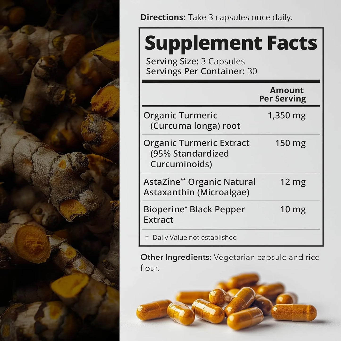 Astaxantina 12mg Con Cúrcuma 1500mg Y Bioperina Suplemento Antioxidante Premium