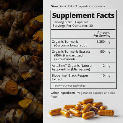Astaxantina 12mg Con Cúrcuma 1500mg Y Bioperina Suplemento Antioxidante Premium