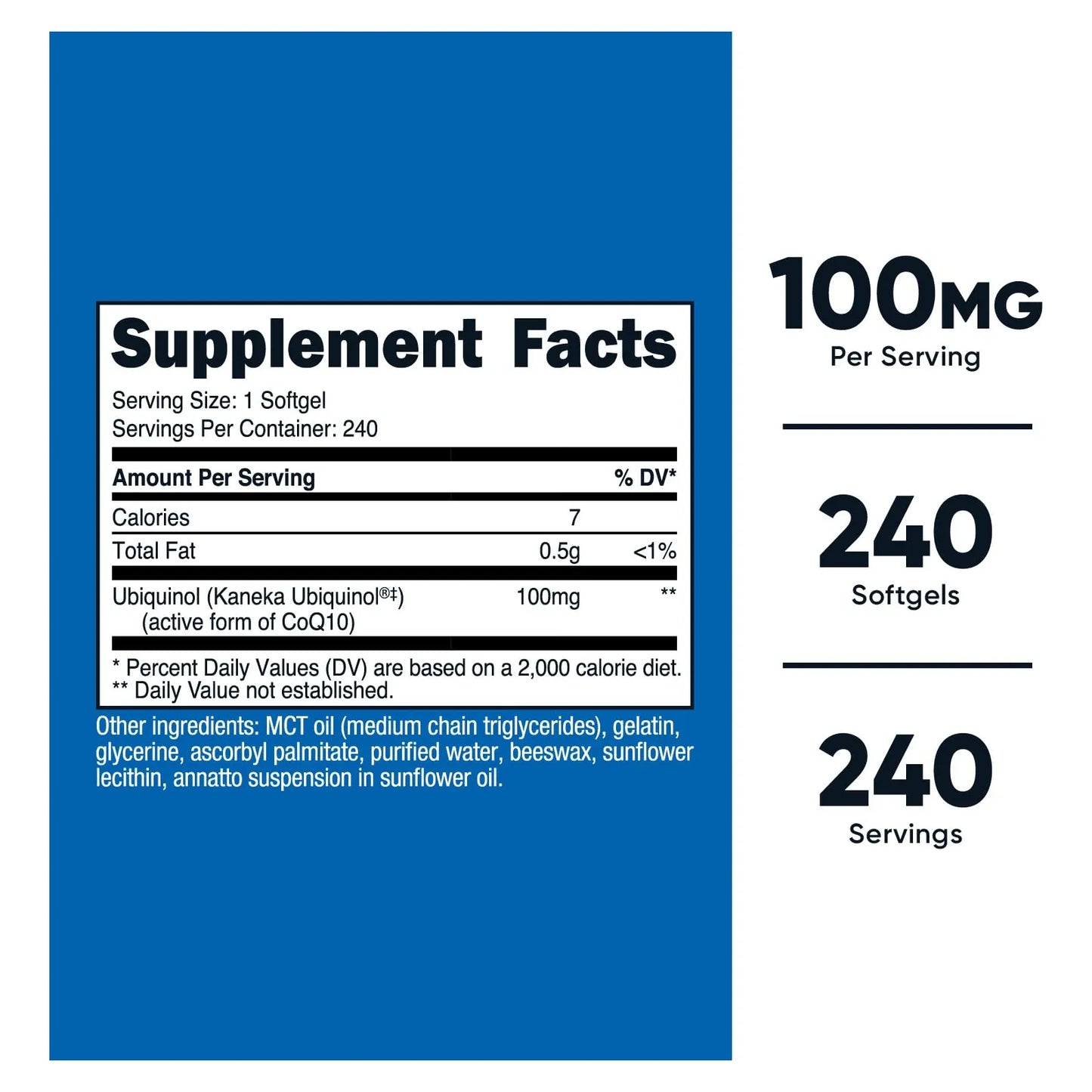 Cápsulas Blandas De Ubiquinol 100 Mg 240 Unidades Antioxidante Superior CoQ10