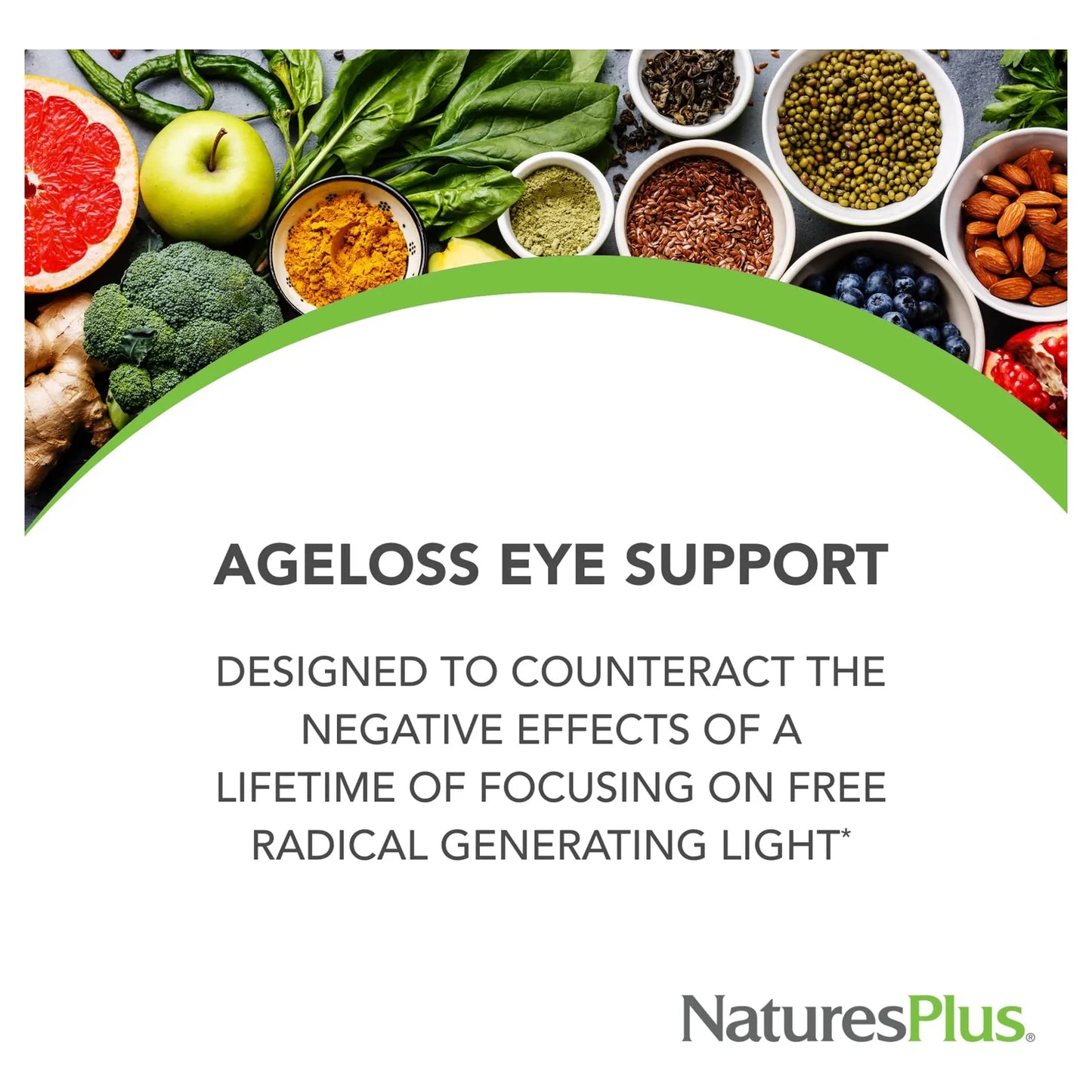 Natures Plus AgeLoss Soporte Ocular Con Luteina Astaxantina Zeaxantina 60 Capsulas Vegetariano Sin Gluten