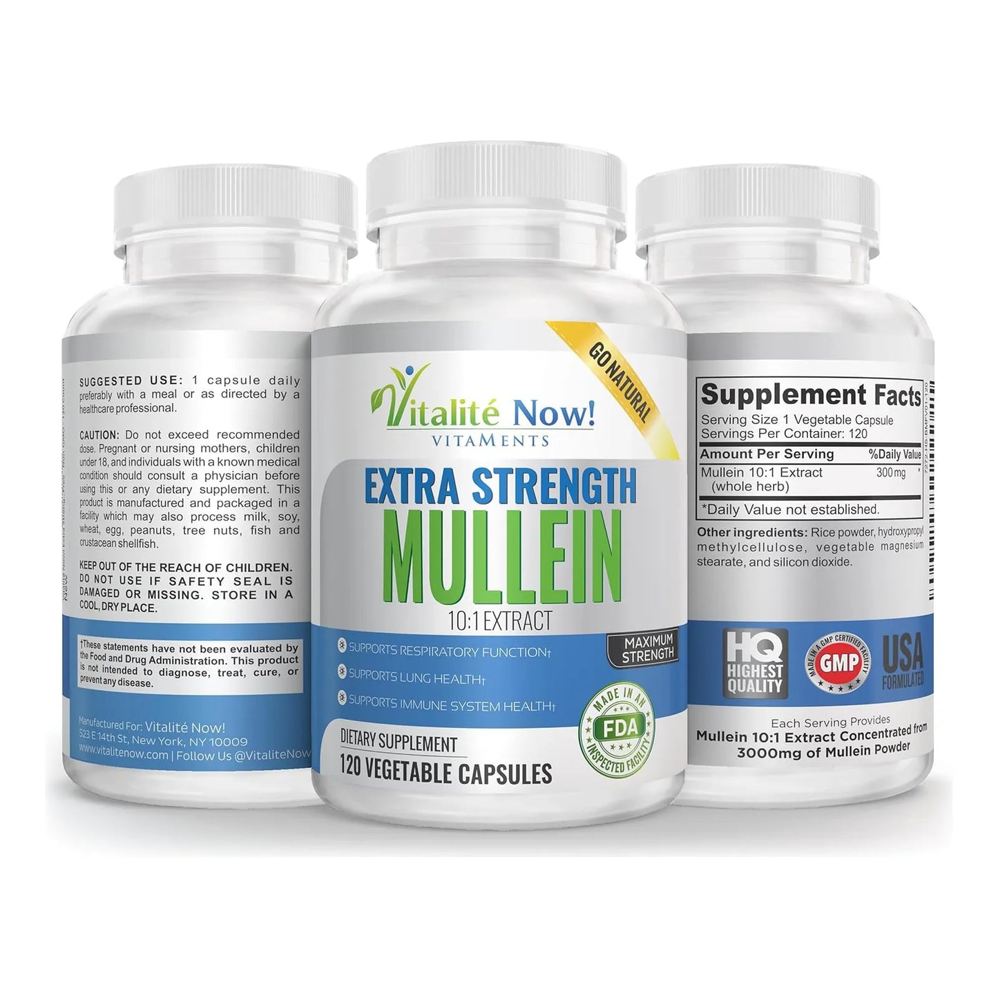 Capsulas Mullein Extracto Potente 10 1 Salud Respiratoria 120 Unidades