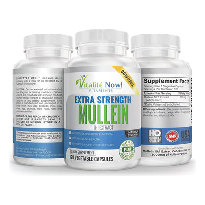 Capsulas Mullein Extracto Potente 10 1 Salud Respiratoria 120 Unidades
