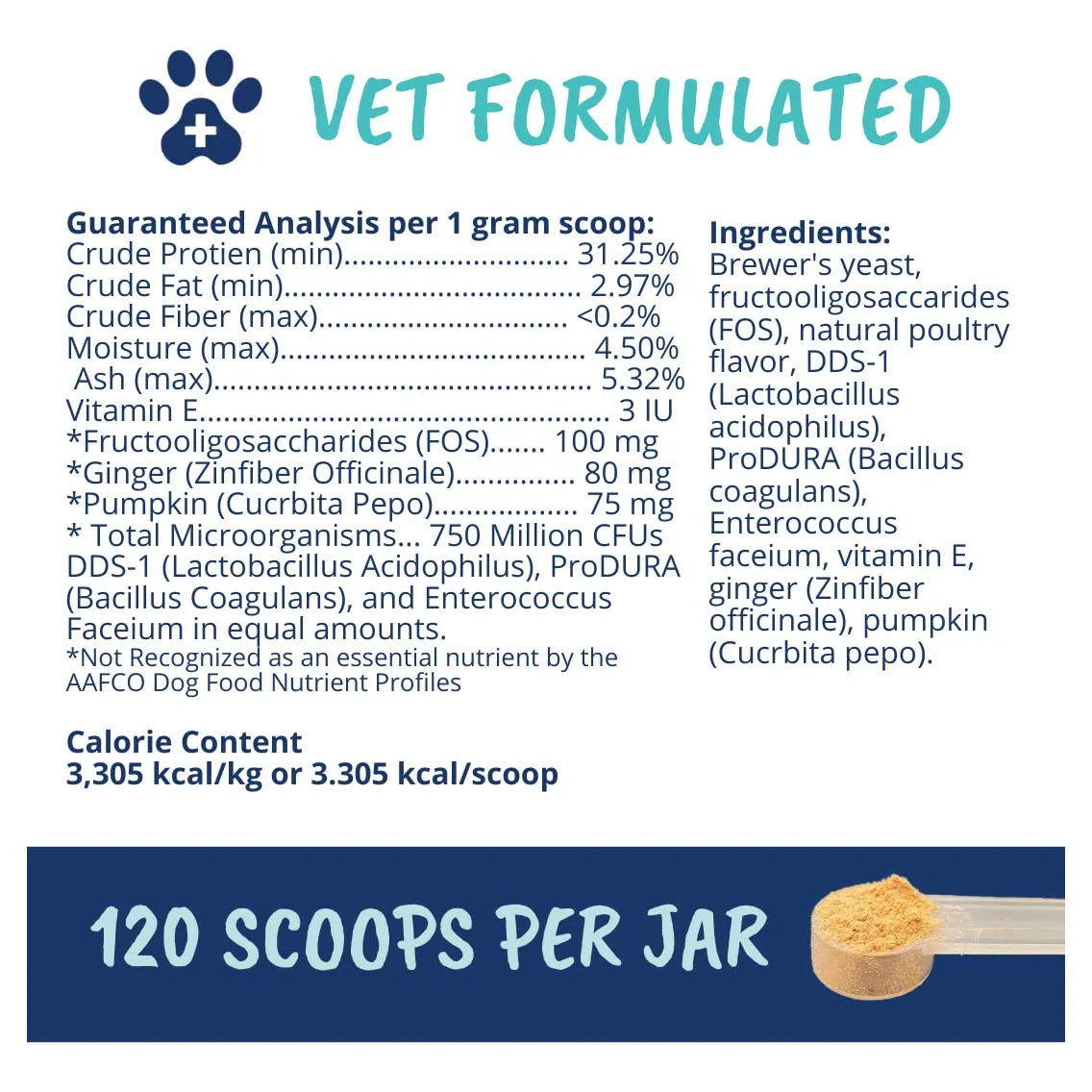 Polvo Probiótico Para Perros Formulado Por Veterinarios Digestión Saludable Y Sabor Pollo