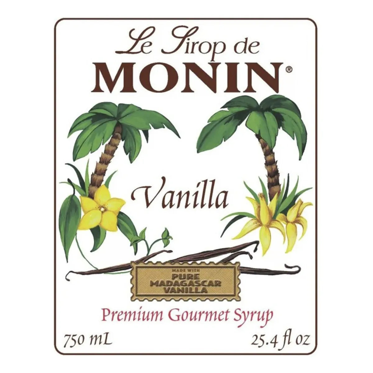 Syrup Monin Café Cocktail Sabor Vainilla 750 Ml Jarabe Premium Para Bebidas