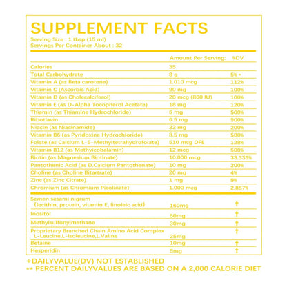 Multivitaminico Liquido Completo Crecimiento Cabello Piel Radiante Energia