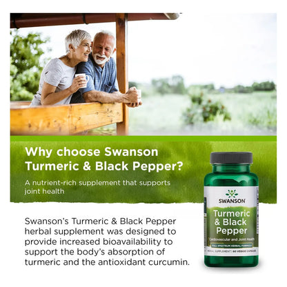 Suplemento De Cúrcuma Y Pimienta Negra Orgánica Swanson Para Articulaciones Y Digestión