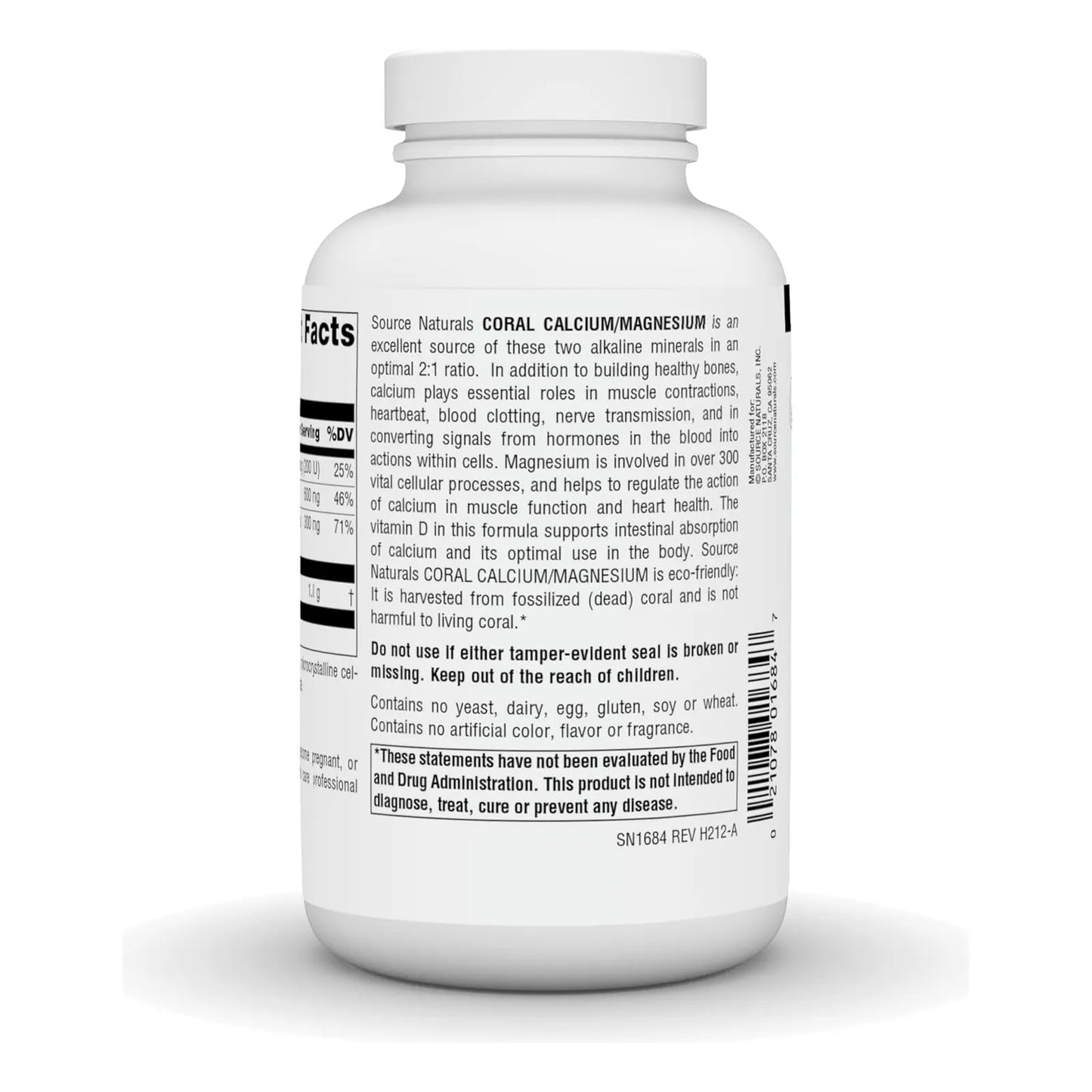 Source Naturals Calcio Magnesio Coral 2 1 180 Capsulas Veg Suplemento Huesos Musculos