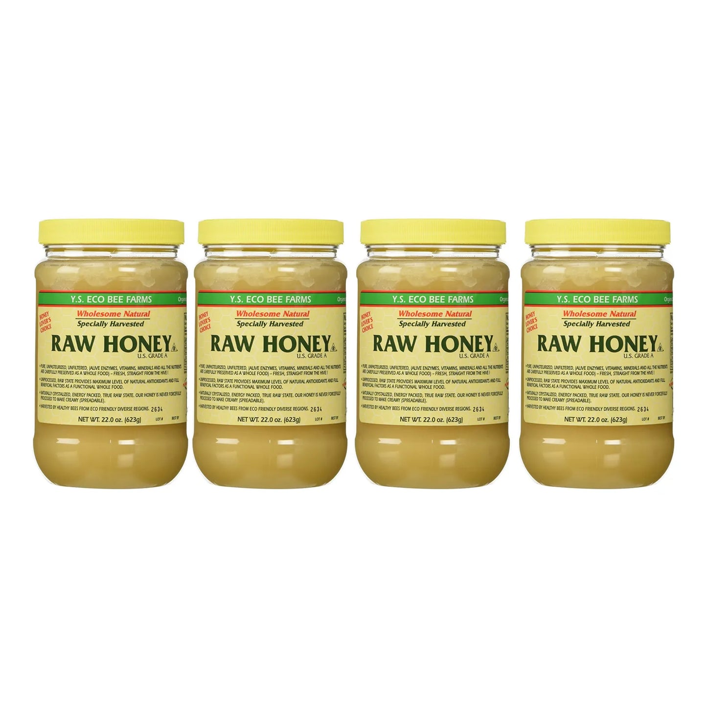 Miel Cruda Eco Bee Farms 620g Pack X4 Pura Sin Procesar Usa