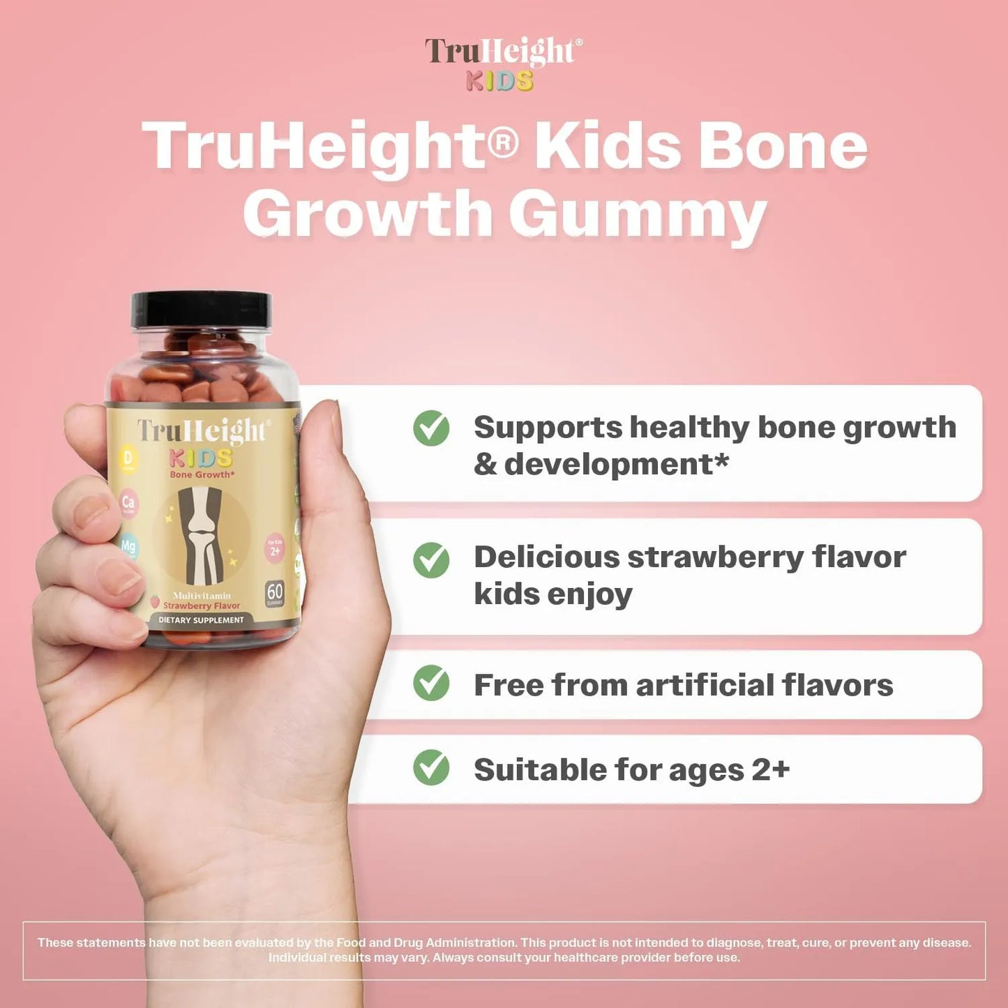 Gomitas TruHeight Crecimiento Óseo Infantil Sabor Fresa Con Vitaminas Naturales
